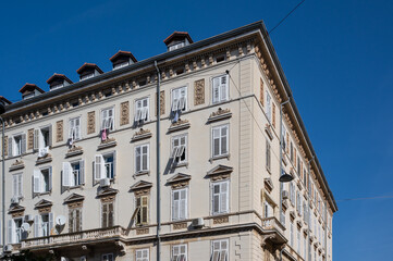 Facade of old house in Rijeka. In Croatia.