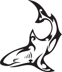Tribal shark vector illustration. Great for vehicle graphics, stickers and T-shirt designs. Cartoon mascot character, ready for vinyl cutting.