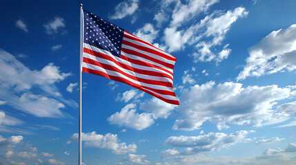 american flag against blue sky