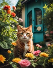 Cat in garden