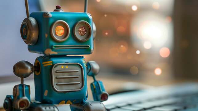 Design element of an Artificial intelligence robot with futuristic background.