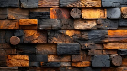 Un tas de vieux bois sur un mur