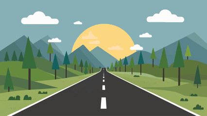 Dynamic Flat Vector Road Illustration: Drive Sales with Engaging Design 