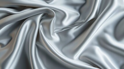 Obraz premium Close-up image of luxurious silver satin fabric, showcasing the delicate and smooth texture with elegant light reflections