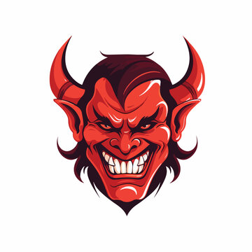 Smiling devil face. Vector illustration. All in a s