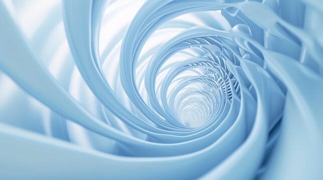 The image depicts an infinite swirl in various shades of blue, creating a mesmerizing abstract vortex