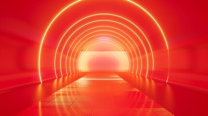 Glowing Lights in Long Tunnel