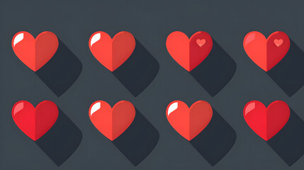 Icônes de coeur rouge : une collection d'art vectoriel élégant symbolisant l'amour et la passion - obrazy, fototapety, plakaty
