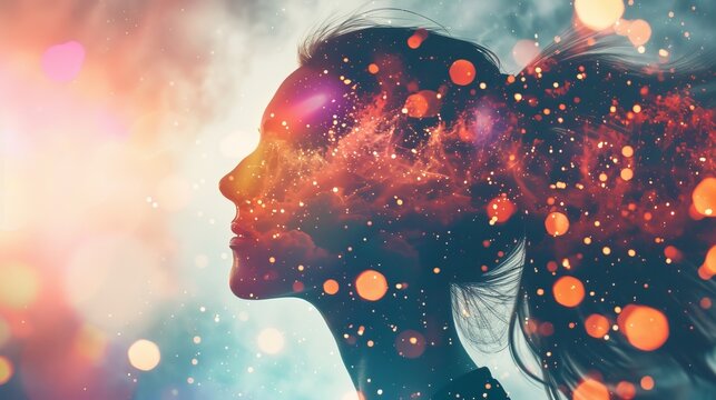 Woman developing her emotional intelligence. Concept exploring the mind, self-discovery, introspection, thinking process.