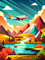 airplane vector landscape background