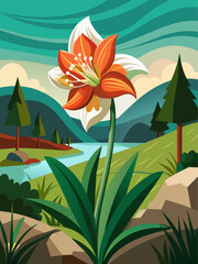 Obraz premium amaryllis vector landscape background