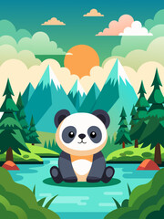 animal panda landscape background