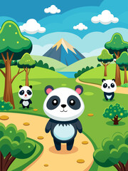 animal pandas landscape background