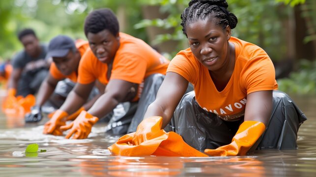 Volunteers Cleaning Litter on Earth Day at a Beach