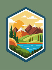 badge vector landscape background