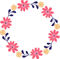 Floral wreath  Frame for Design with Decorative Elements.