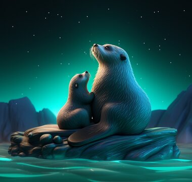 sea lion in the night