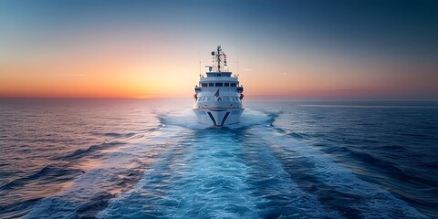 Monitoring the Ocean with A Coast Guard Vessel for Security and Safety. Concept Maritime Security, Coast Guard Operations, Ocean Surveillance, Safety Protocols, Vessel Monitoring
