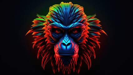 Neon monkey: Abstract Digital Illustration
