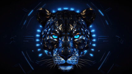 Neon leopard: Abstract Digital Illustration