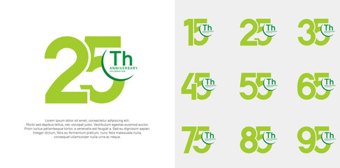 anniversary vector set with green color can be use for special day celebration