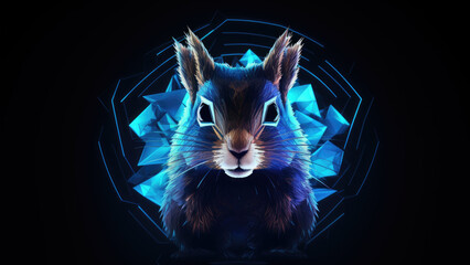 Neon squirrel: Abstract Digital Illustration