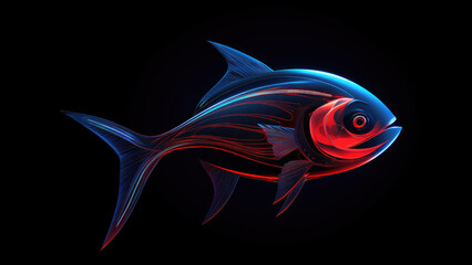 Neon fish: Abstract Digital Illustration