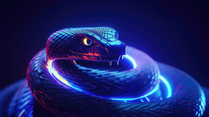Neon snake: Abstract Digital Illustration