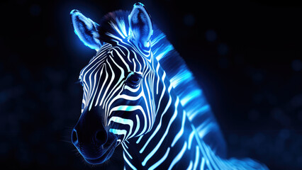 Neon zebra: Abstract Digital Illustration

