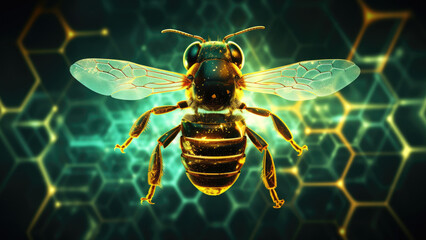 Neon bee: Abstract Digital Illustration
