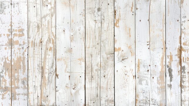 Old rustic white wooden board grunge texture background. AI generated image