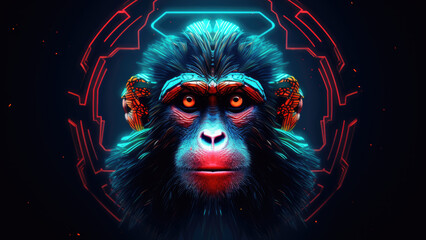 Neon monkey: Abstract Digital Illustration