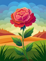 Carnation flowers bloom abundantly in a scenic landscape, creating a vibrant and picturesque backdrop.