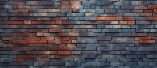 A detailed shot showcasing the intricate brickwork pattern on the facade of a building, with a roof in the background. The combination of brick and wood creates a unique composition - obrazy, fototapety, plakaty