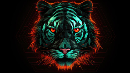 Neon tiger: Abstract Digital Illustration