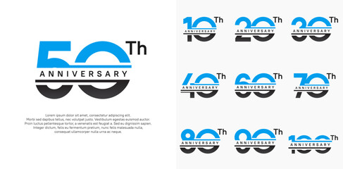 anniversary vector set design with black and blue color for celebration day