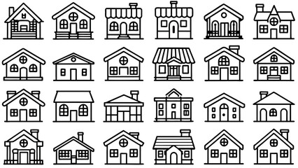 House Vector  Home flat icon  Building houses - Vector outline icon set
