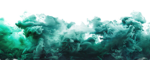 Dark green smoke isolated on transparent background.