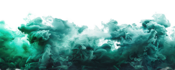Dark green smoke isolated on transparent background.