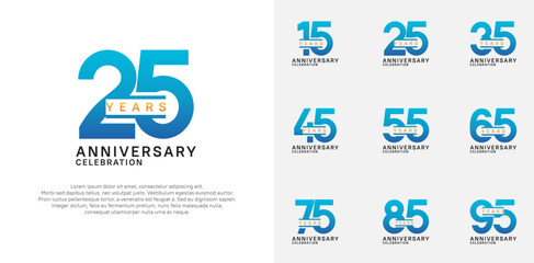 anniversary logotype vector set with blue color for special celebration