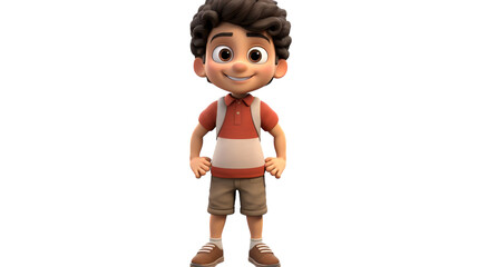A young cartoon boy stands confidently with his hands tucked in his pockets