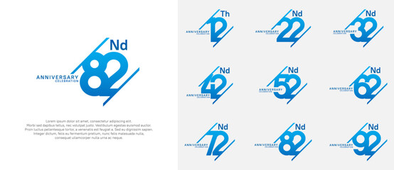 anniversary logotype vector set with blue color can be use for celebration purpose