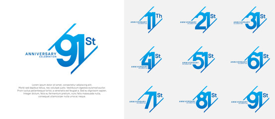 anniversary logotype vector set with blue color can be use for celebration purpose