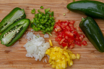 Fresh Chopped Vegetables on Cutting Board