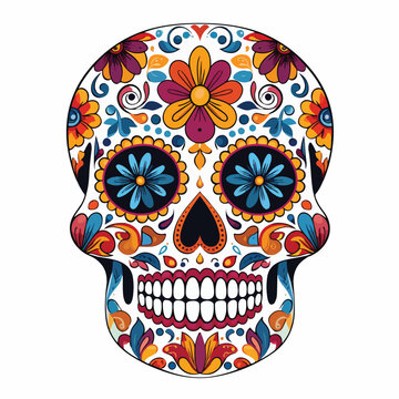 Sugar Skulls. Day of the Dead Skull isolated on whi