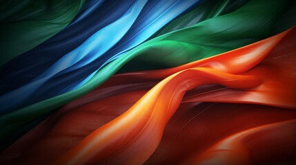 Vibrant abstract waves in the colors of the Indian flag representing its dynamic spirit and patriotism - obrazy, fototapety, plakaty