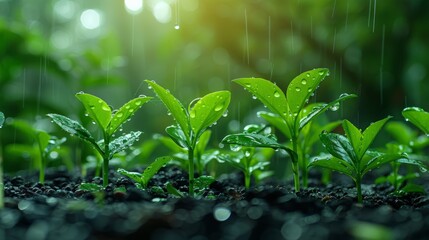 Fresh green grass with dew drops closeup - obrazy, fototapety, plakaty