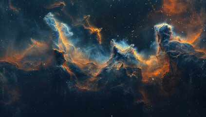 Fiery space phenomenon with starry night sky