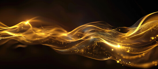 Dynamic golden wave with sparkling particles