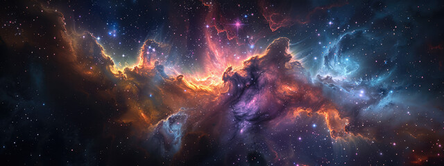 Vibrant cosmic scene with nebula and stars - obrazy, fototapety, plakaty